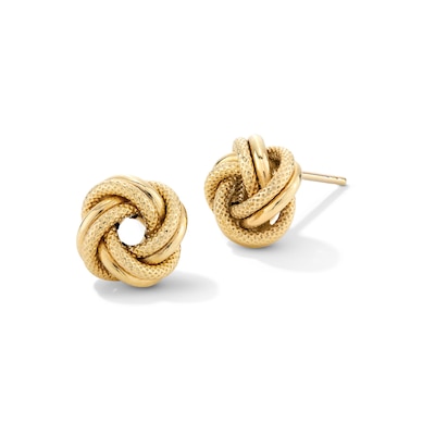 Reaura Polished and Textured Love Knot Stud Earrings in Repurposed 14K Gold