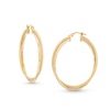 Reaura 32.0mm Polished and Mesh Crossover Hoop Earrings in Repurposed 14K Gold