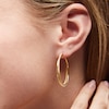 Thumbnail Image 1 of Reaura 32.0mm Polished and Mesh Crossover Hoop Earrings in Repurposed 14K Gold