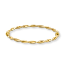 Reaura Polished and Mesh Twist Bangle in Repurposed 14K Gold