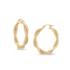 Reaura 26.0mm Polished and Mesh Twist Hoop Earrings in Repurposed 14K Gold