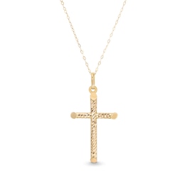 Reaura Rope-Textured Twist Cross Pendant in Repurposed 10K Gold