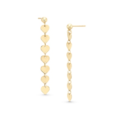 Reaura Linear Heart Drop Earrings in Repurposed 14K Gold