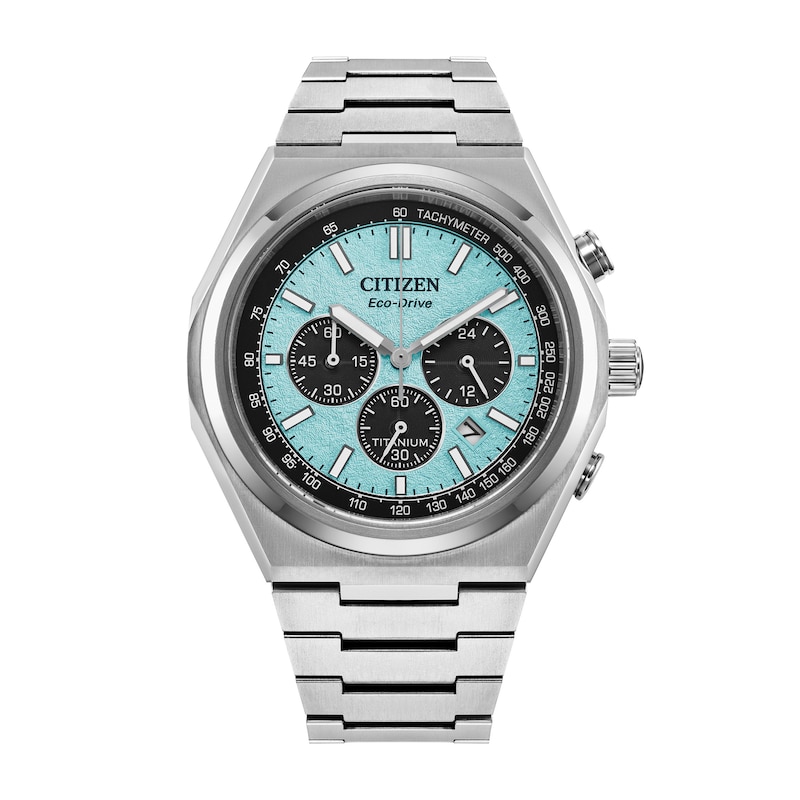 Men’s Citizen Eco-Drive® Zenshin Chrono Super Titanium™ Watch with Blue Dial (Model: CA4610-85M)