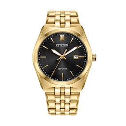 Men's Citizen Eco-Drive® Corso Gold-Tone IP Watch with Black Dial (Model: BM7333-85E)