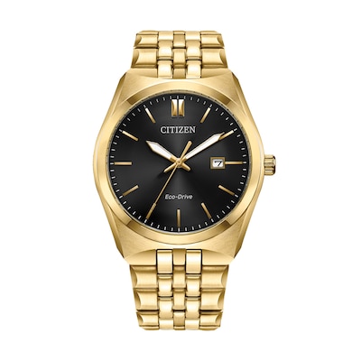 Men's Citizen Eco-Drive® Corso Gold-Tone IP Watch with Black Dial (Model: BM7333-85E)