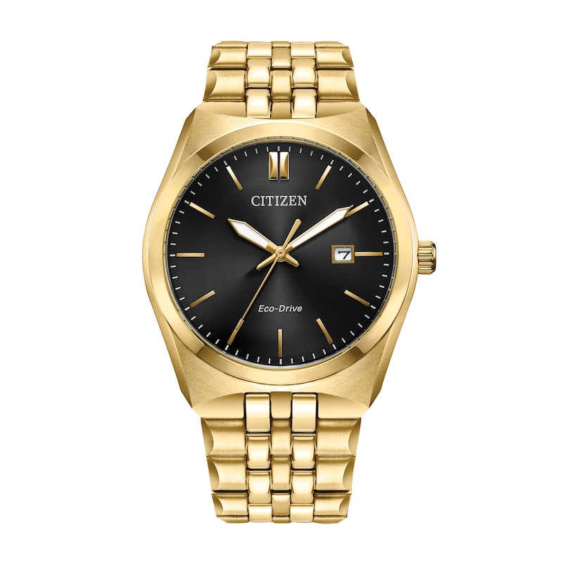 Main Image 1 of Men's Citizen Eco-Drive® Corso Gold-Tone IP Watch with Black Dial (Model: BM7333-85E)