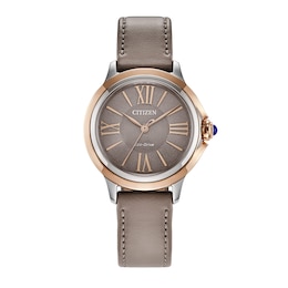 Ladies’ Citizen Eco-Drive® Ceci Rose-Tone IP Strap Watch with Grey Dial (Model: EM1166-01Z)
