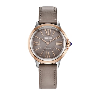 Ladies’ Citizen Eco-Drive® Ceci Rose-Tone IP Strap Watch with Grey Dial (Model: EM1166-01Z)