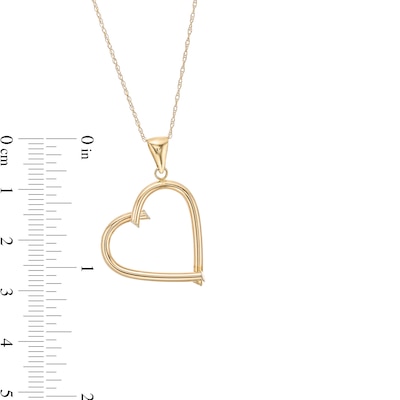 Reaura Tilted Tube Open Heart Pendant in Repurposed 14K Gold