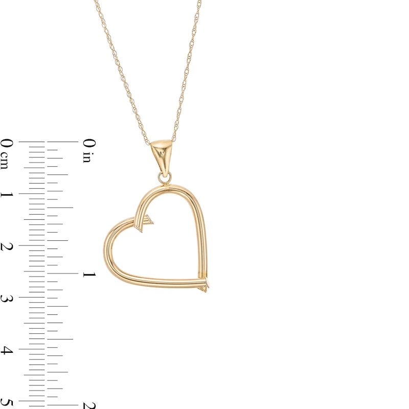 Reaura Tilted Tube Open Heart Pendant in Repurposed 14K Gold