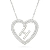 Thumbnail Image 0 of 0.085 CT. T.W. Diamond "H" Initial Dangle Heart Necklace in Sterling Silver