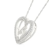 Thumbnail Image 1 of 0.085 CT. T.W. Diamond "H" Initial Dangle Heart Necklace in Sterling Silver