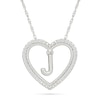 Thumbnail Image 1 of 0.085 CT. T.W. Diamond &quot;J&quot; Initial Dangle Heart Necklace in Sterling Silver