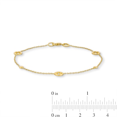 Reaura Clover Cutout Station Bracelet in Repurposed 10K Gold - 7.5"