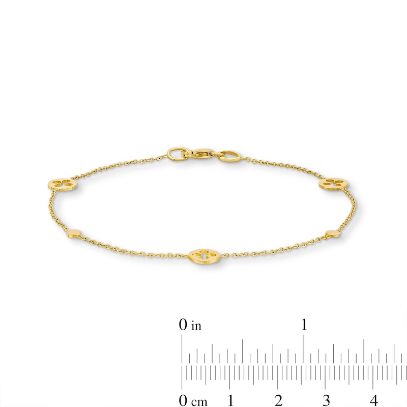 Reaura Clover Cutout Station Bracelet in Repurposed 10K Gold - 7.5"