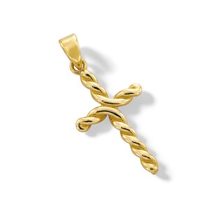 Twist Cross Necklace Charm in Solid 10K Gold