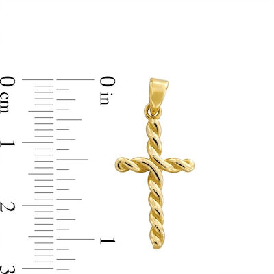 Twist Cross Necklace Charm in Solid 10K Gold