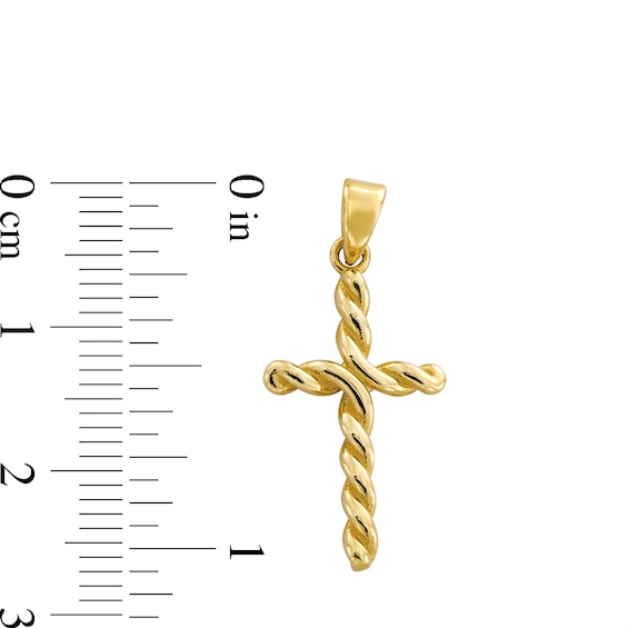 Twist Cross Necklace Charm in Solid 10K Gold