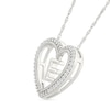 Thumbnail Image 1 of 0.085 CT. T.W. Diamond "E" Initial Dangle Heart Necklace in Sterling Silver