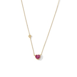 6.0mm Heart-Shaped Certified Ruby and Diamond Accent Necklace in 10K Gold