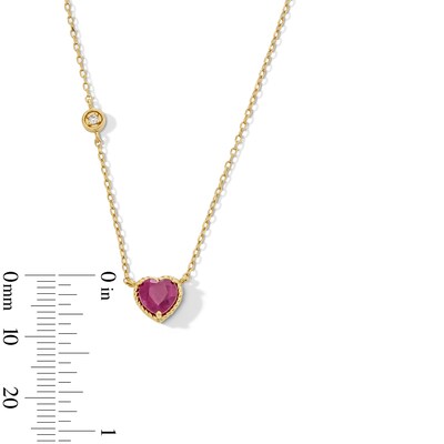 6.0mm Heart-Shaped Certified Ruby and Diamond Accent Necklace in 10K Gold