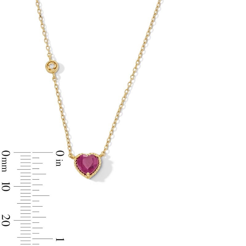 6.0mm Heart-Shaped Certified Ruby and Diamond Accent Necklace in 10K Gold