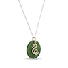 Thumbnail Image 1 of 20.0mm Jade Snake Chinese Zodiac Disc Pendant in 14K Gold