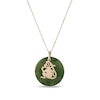 Thumbnail Image 0 of 20.0mm Jade Monkey Chinese Zodiac Disc Pendant in 14K Gold