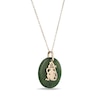 20.0mm Jade Monkey Chinese Zodiac Disc Pendant in 14K Gold