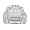 2.95 CT. T.W. Princess-Cut Multi-Diamond Double Cushion Frame Multi-Row Engagement Ring in 10K White Gold