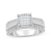 Thumbnail Image 0 of 0.45 CT. T.W. Princess-Cut Multi-Diamond Cushion Frame Triple Row Engagement Ring in 14K White Gold