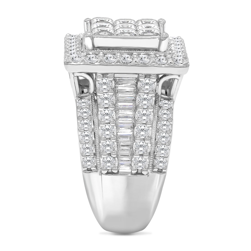 3.95 CT. T.W. Princess-Cut Multi-Diamond Frame Multi-Row Engagement Ring in 10K White Gold