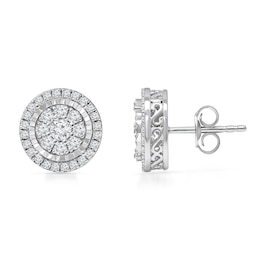 0.95 CT. T.W. Multi-Diamond Frame Stud Earrings in 10K White Gold