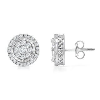 CT. T.W. Multi-Diamond Frame Stud Earrings in 10K White Gold