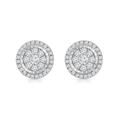 CT. T.W. Multi-Diamond Frame Stud Earrings in 10K White Gold