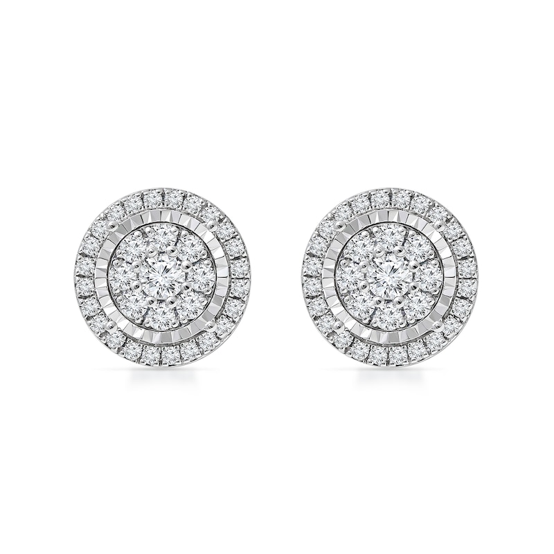 0.95 CT. T.W. Multi-Diamond Frame Stud Earrings in 10K White Gold