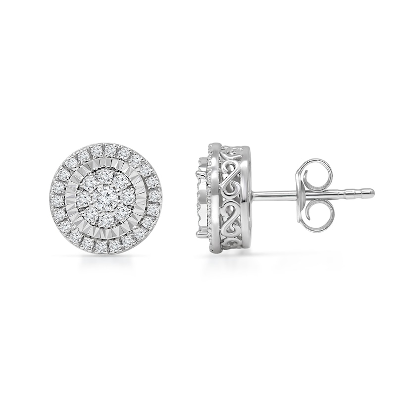 0.45 CT. T.W. Multi-Diamond Frame Stud Earrings in 10K White Gold