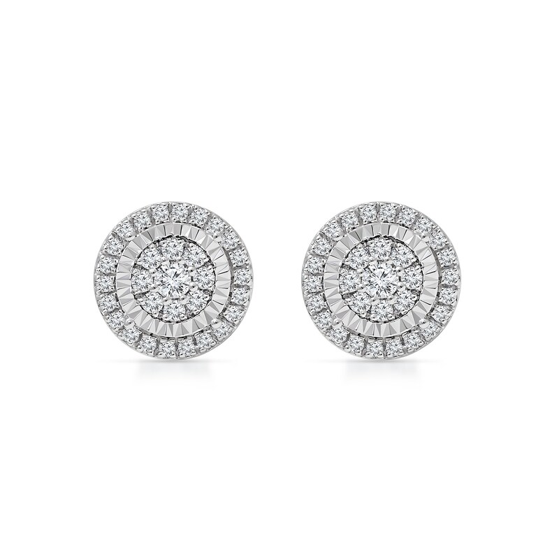 0.45 CT. T.W. Multi-Diamond Frame Stud Earrings in 10K White Gold