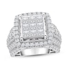 Thumbnail Image 1 of 3.95 CT. T.W. Princess-Cut Multi-Diamond Cushion Frame Multi-Row Engagement Ring in 10K White Gold