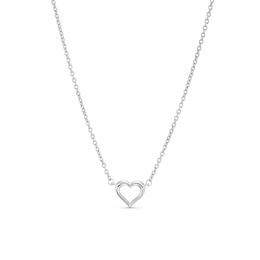 Vera Wang Love Collection Heart Outline Necklace in Sterling Silver - 16&quot;