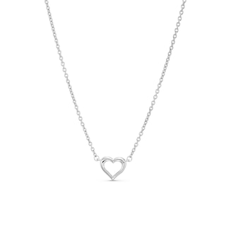 Vera Wang Love Collection Heart Outline Necklace in Sterling Silver - 16"