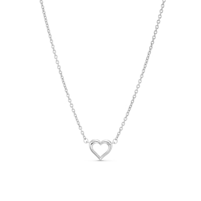 Vera Wang Love Collection Heart Outline Necklace in Sterling Silver - 16"