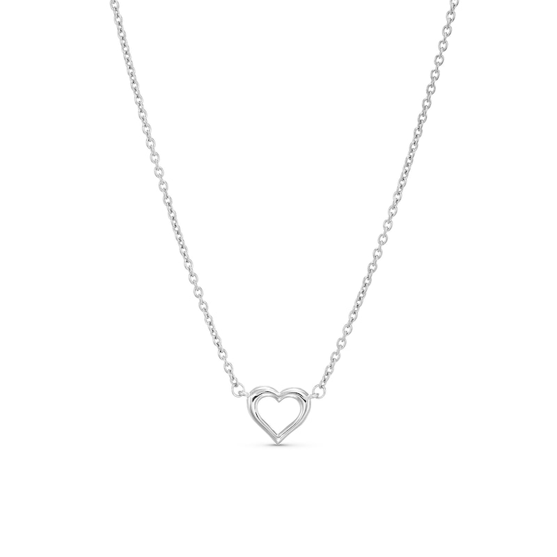 Vera Wang Love Collection Heart Outline Necklace in Sterling Silver - 16"