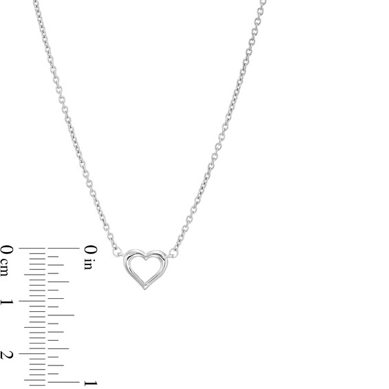 Vera Wang Love Collection Heart Outline Necklace in Sterling Silver - 16"