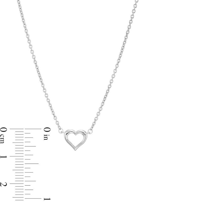 Vera Wang Love Collection Heart Outline Necklace in Sterling Silver - 16"