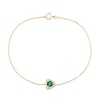 Thumbnail Image 1 of 4.0mm Lab-Created Emerald and 0.085 CT. T.W. Certified Lab-Created Diamond Trillion Frame Bracelet in 10K Gold - 7.25”