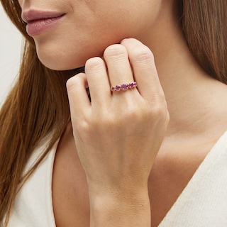 Certified Ruby Graduated Five Stone Ring in 10K Gold