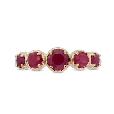 Certified Ruby Graduated Five Stone Ring in 10K Gold