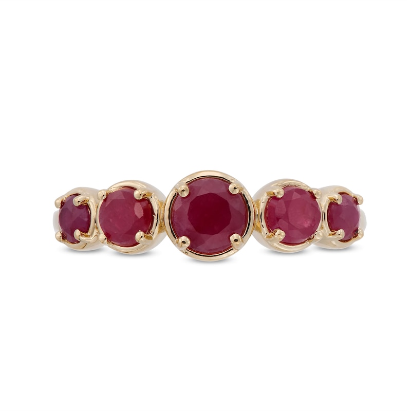 Main Image 4 of Certified Ruby Graduated Five Stone Ring in 10K Gold